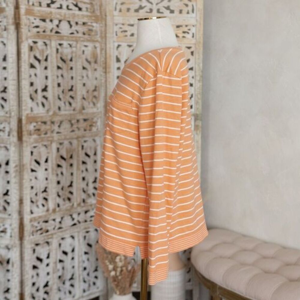 Women’s Talbots Orange and White Long Sleeve‎ Top size L - Picture 6 of 12